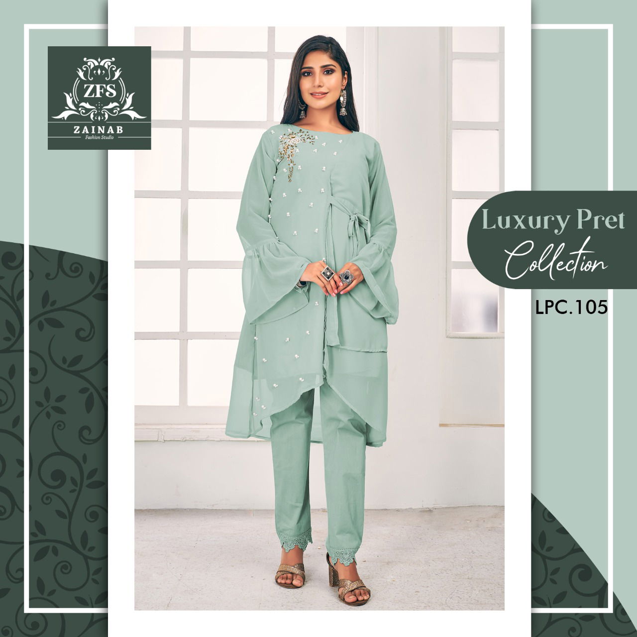 Zainab Fashion Studio Ipc 105 Georgette Party Wear Latest Top With Bottom